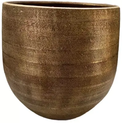 HS Nagano bloempot rond 28x26cm goud