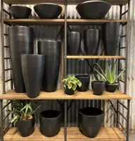 HS Potterie Athene bloempot keramiek 39x39cm zwart - afbeelding 2