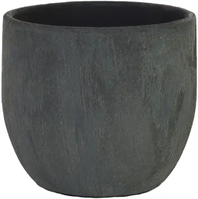 HS Potterie Avion bloempot keramiek 16x14cm antraciet