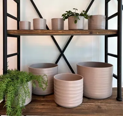 HS Potterie Berlin bloempot keramiek 13x12.5cm taupe - afbeelding 2