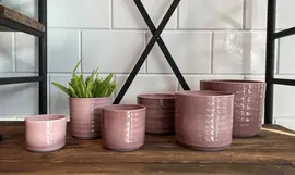 HS Potterie Berlin bloempot keramiek 14.5x12cm oud roze - afbeelding 2