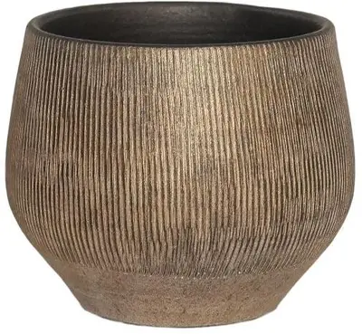 HS Potterie Hamar bloempot keramiek 15x13cm zwart, goud