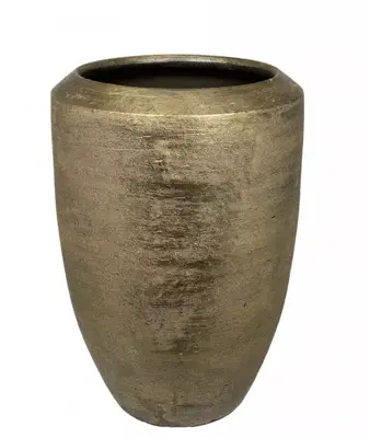HS Potterie Kos bloempot keramiek 29x50cm goud - afbeelding 1