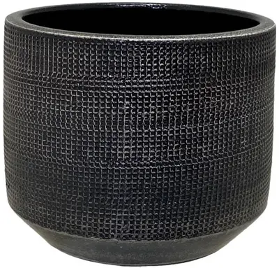 HS Potterie Lagos bloempot keramiek 16x14cm zwart