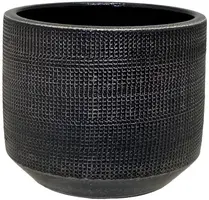 HS Potterie Lagos bloempot keramiek 16x14cm zwart - afbeelding 1