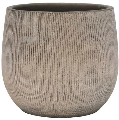 HS Potterie Miami bloempot keramiek 19x17cm grijs, bruin - afbeelding 1