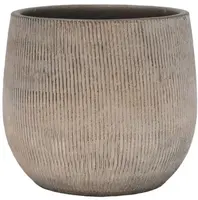 HS Potterie Miami bloempot keramiek 19x17cm grijs, bruin - afbeelding 1