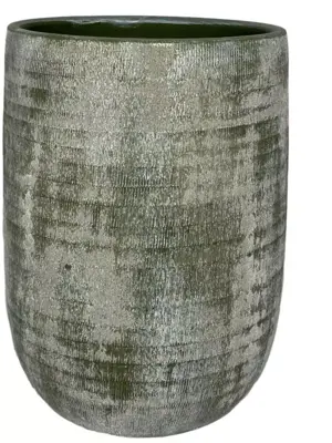 HS Potterie Miami bloempot keramiek 26x40cm groen cement