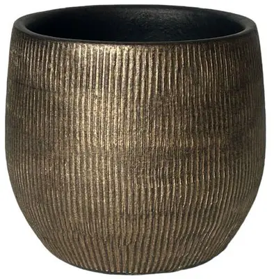 HS Potterie Miami bloempot keramiek 33x31cm goud - afbeelding 1
