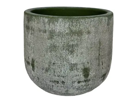 HS Potterie Miami bloempot keramiek 39x36cm groen cement