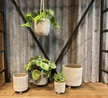 HS Potterie Nevada bloempot keramiek 7.5x9cm cement - afbeelding 2