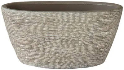 HS Potterie pot Tokio ovaal keramiek/beton 11.5x29x14cm taupe - afbeelding 1