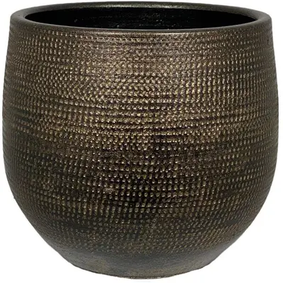 HS Potterie Tokio bloempot keramiek 14x12cm goud