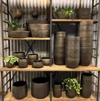 HS Potterie Tokio bloempot keramiek 24x22cm goud - afbeelding 2