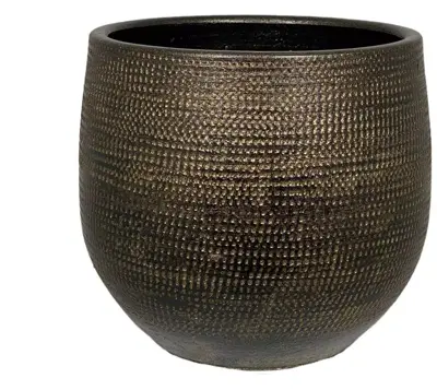 HS Potterie Tokio bloempot keramiek 24x22cm goud - afbeelding 1