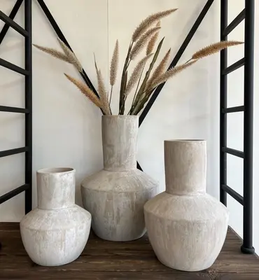 HS Potterie vaas keramiek avion 25x30cm zand, beige - afbeelding 2