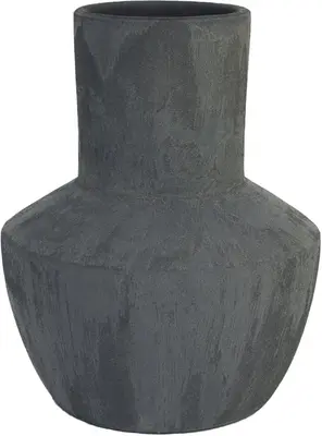HS Potterie vaas keramiek avion 29x40cm antraciet - afbeelding 1
