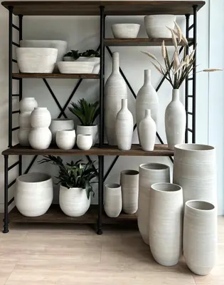 HS Potterie vaas keramiek tokio 19x30cm crème - afbeelding 2