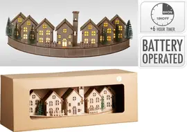 Huis Tafereel met LED 36 cm naturel - afbeelding 1