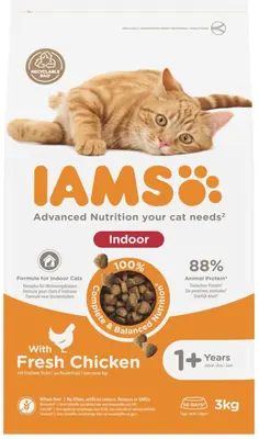 Iams Adult Indoor kattenvoer tarwevrij verse kip 3kg