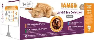IAMS Advanced Nutrition Land & Sea Collection natvoer in saus voor katten 1+Years 48x85g - afbeelding 1