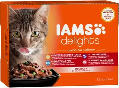 Iams Delights Adult Land & Sea Collection in saus multipack 12 x 85g