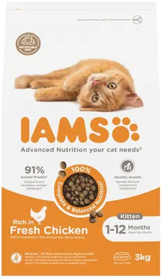 Iams kittenvoer 1-12 maanden verse kip 3kg