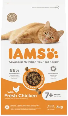 Iams Senior kattenvoer tarwevrij verse kip 3kg