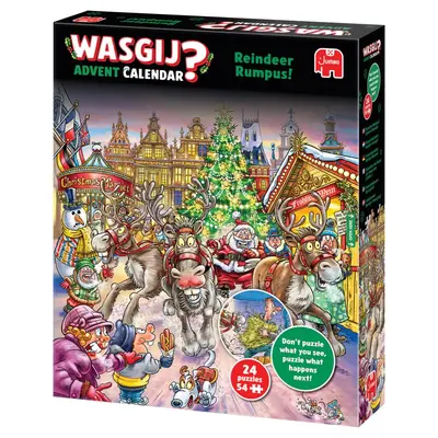 Jumbo puzzel wasgij adventskalender reindeer rumpus! 24x54st - afbeelding 2