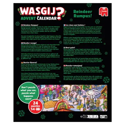 Jumbo puzzel wasgij adventskalender reindeer rumpus! 24x54st - afbeelding 4