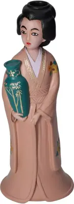 Kaarsenstandaard geisha polyresin perzik 11x9x28cm