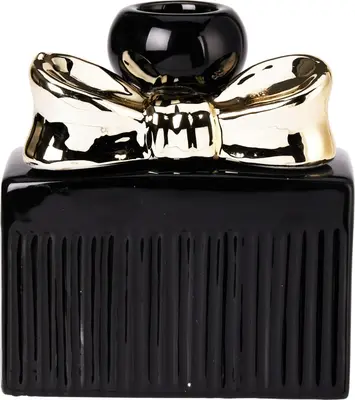 Kandelaar aardewerk parfumfles 0x0x11cm zwart, goud