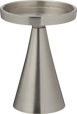 Kandelaar aluminium stompkaars 10x13cm zilver