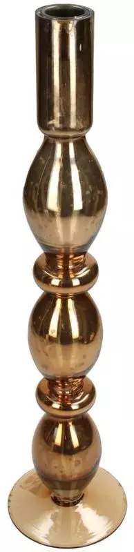 Kandelaar glas 10x10x40 cm amber kopen?