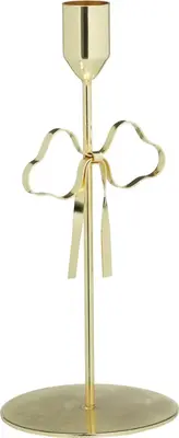 Kandelaar ijzer strik 9x20.5cm goud