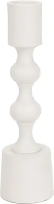Kandelaar metaal rond 4.5x15.5cm wit