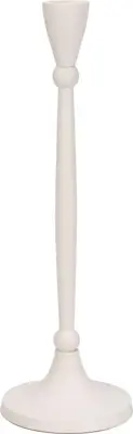 Kandelaar metaal rond 9x28.5cm wit