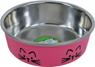 Katteneetbak RVS kattenkop 11 cm, roze