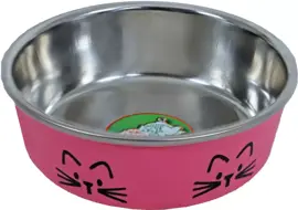 Katteneetbak RVS kattenkop 11 cm, roze kopen?