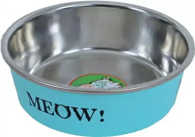 Katteneetbak RVS meow 11 cm, mint