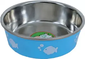 Katteneetbak RVS vis 11 cm, lichtblauw kopen?