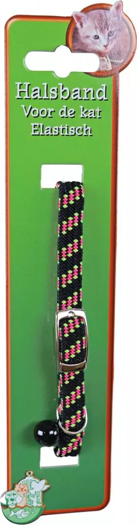 Kattenhalsband elastisch, zwart/roze - afbeelding 1