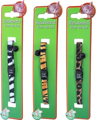 Kattenhalsband nylon, zebra print.
 - afbeelding 2