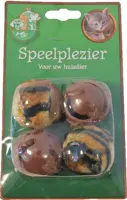 Kattenspeelgoed blister à 4 pluche en plastic bal, bruin.
 kopen?
