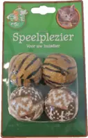 Kattenspeelgoed blister à 4 pluche rammelbal, bruin.
 kopen?