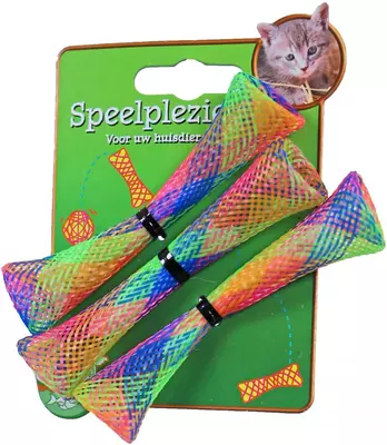 Kattenspeelgoed op kaart a 3 fun tubes. 
