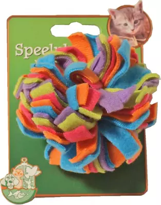 Kattenspeelgoed op kaart fleece pompoen, multicolor. 
