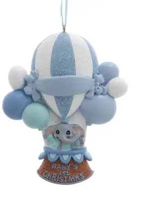 Kerst ornament baby's first christmas olifant ballon 10cm blauw 1 - afbeelding 1