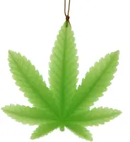Kerst ornament cannabis blad glow in the dark 10cm groen 1 - afbeelding 1