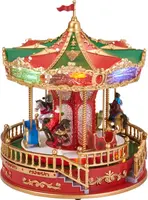 Kerst tafereel LED carrousel met geluid op batterijen Ø 22,5 x 28cm - afbeelding 1